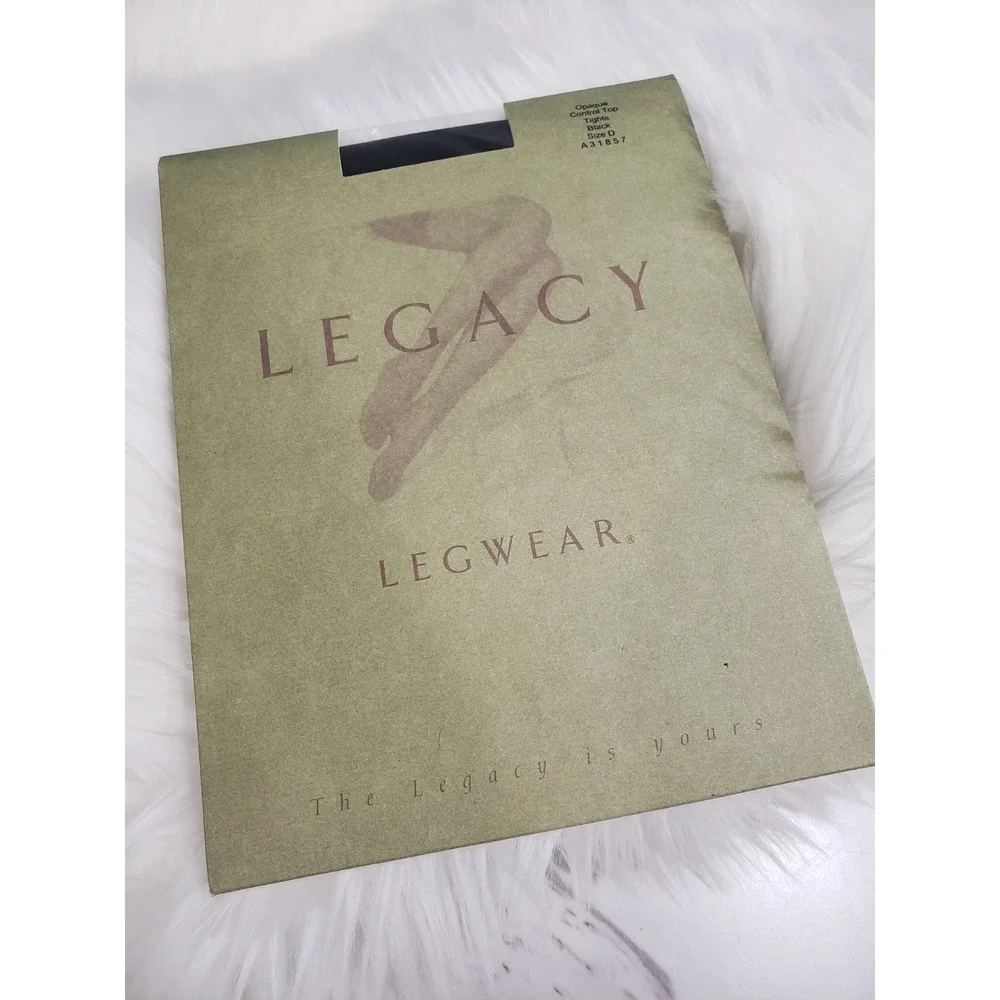 QVC Legacy Legwear Size D Opaque‎ Control Top Tights Black A31857 New